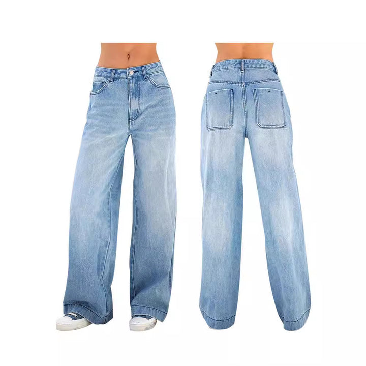 Dame brede jeans med høj talje og afslappet pasform Skovae