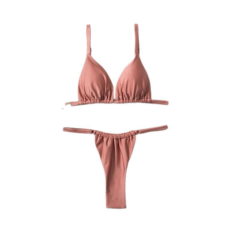 Dame Triangel-Bikini Sæt med flæsedetaljer Skovae