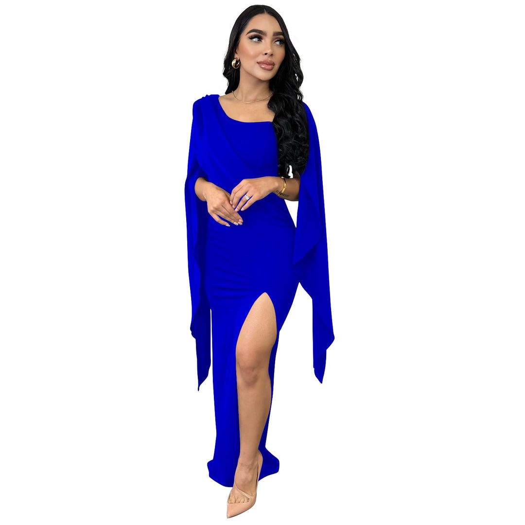 Dame Elegant Maxi-kjole med asymmetrisk overdel og sideslids Stilla