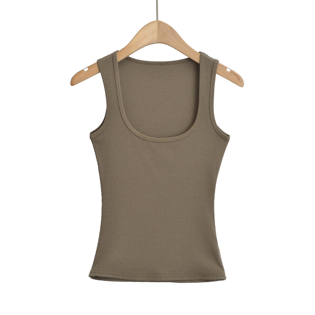 Dame uden ærmer Basic tanktop i høj kvalitet bomuldsblanding med tætsiddende snit og elastisk pasform Stilla