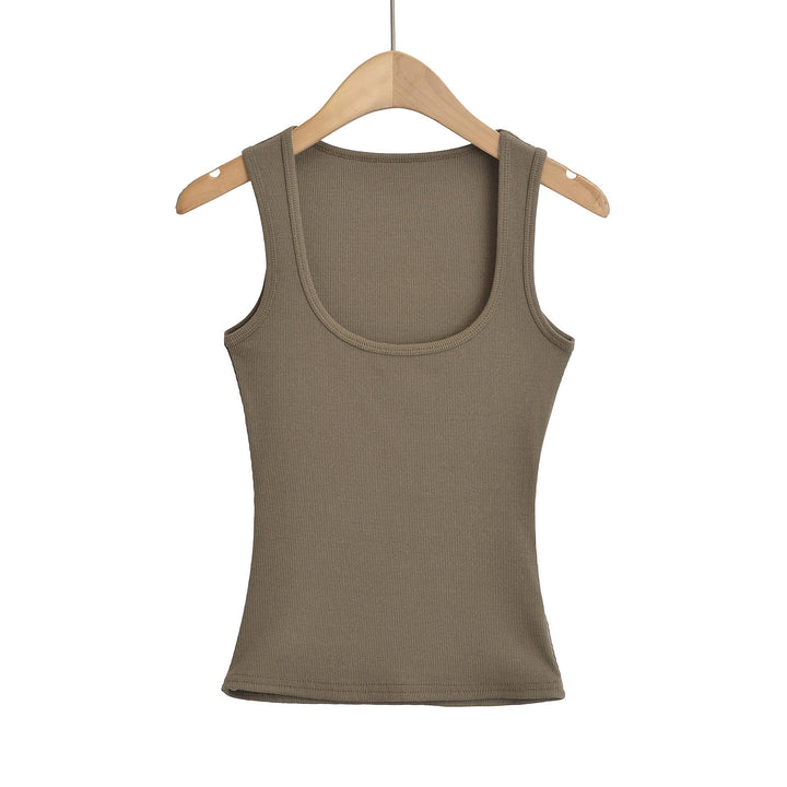 Dame uden ærmer Basic tanktop i høj kvalitet bomuldsblanding med tætsiddende snit og elastisk pasform Stilla