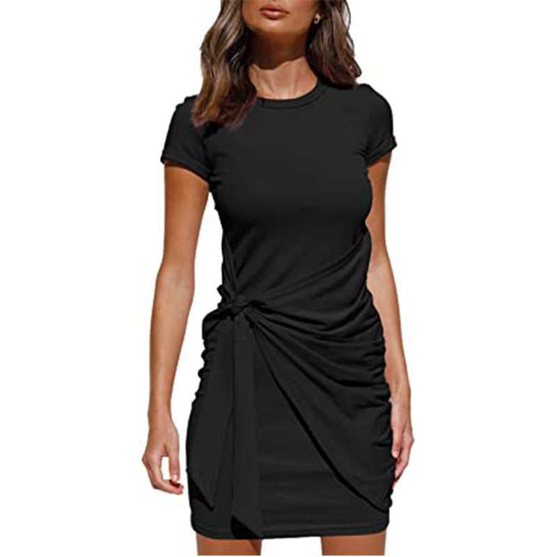 Dame Fritids Draperet T-Shirt Kjole Stilla