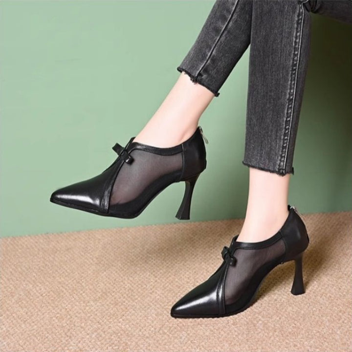 Dame elegante Slingback-pumps med gennemsigtige indsatser og moderne sløjfe-tryk Stilla