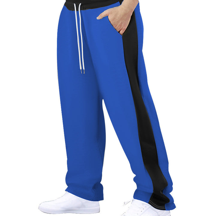 Herrer nan sporty joggingbukser med kontrastsidepanel lige ben snoreliv og stiklommer Skovae