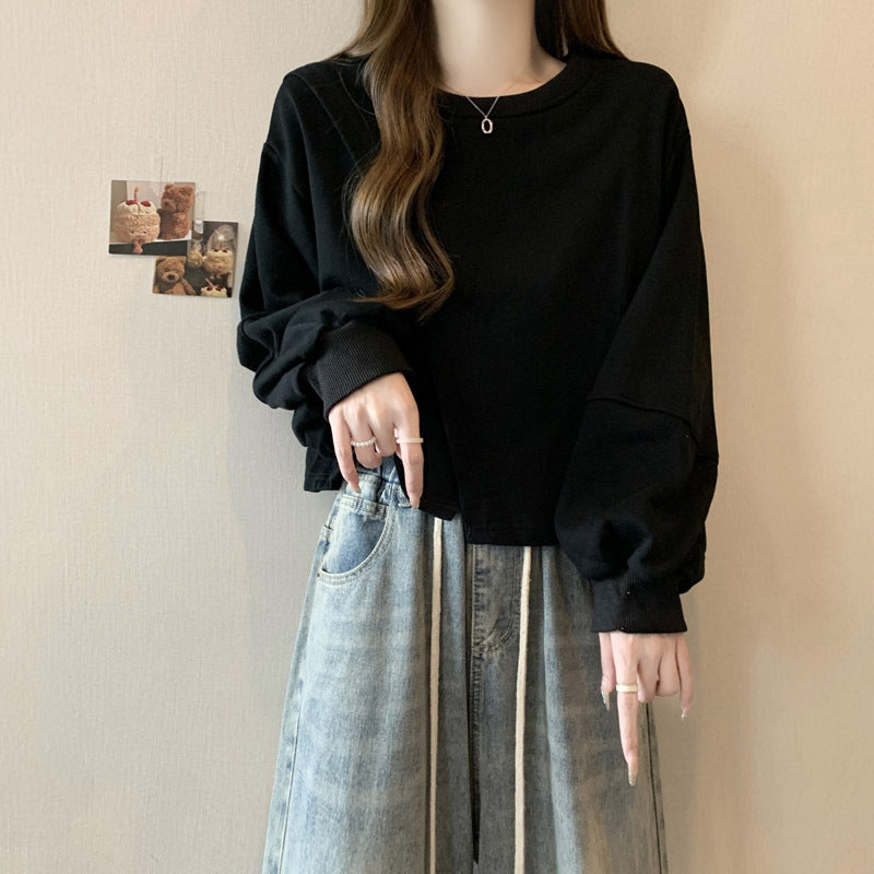 Femme Crop-Top med lange puffærmer Stilla