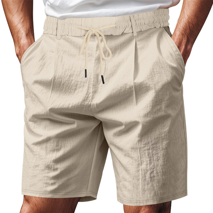 Herrer knæ-lange lette funktionelle shorts med elastisk talje, snortræk og dybe stiklommer Skovae