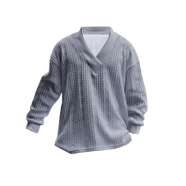 Herren nan Oversize Fletmønster-Longpullover med dyb V-halsudskæring og matchende strikbukser Skovae