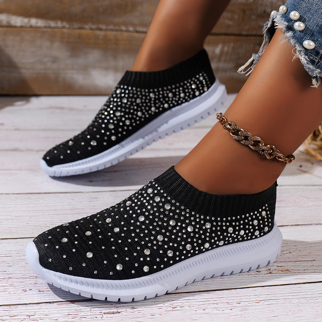 Dame mode sneakers med glimmer-detaljer og elastisk pasform Stilla