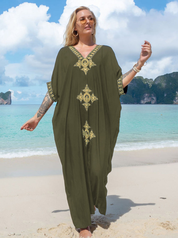 Dame elegant Kaftan med kunstnerisk broderi Stilla