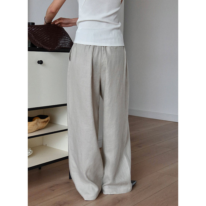 Kvinder brede linned-culotte med elastisk talje og sidelommer Stilla
