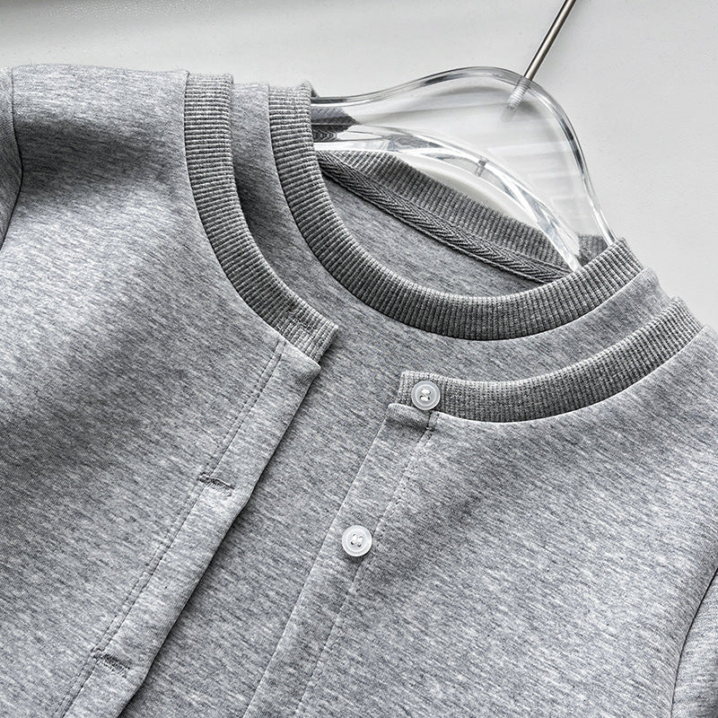 Dame mode sweatshirt med knapliste og blødt materiale Stilla