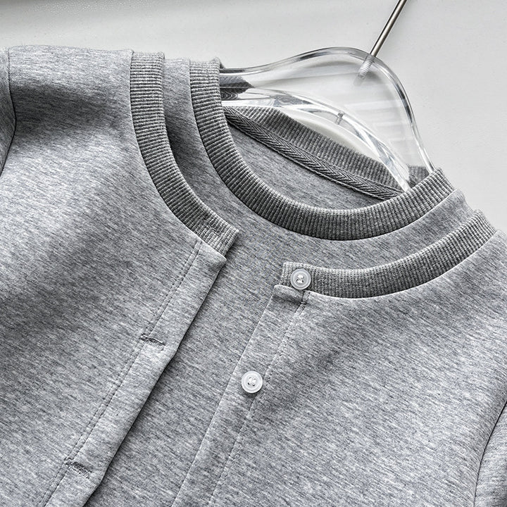 Dame mode sweatshirt med knapliste og blødt materiale Stilla