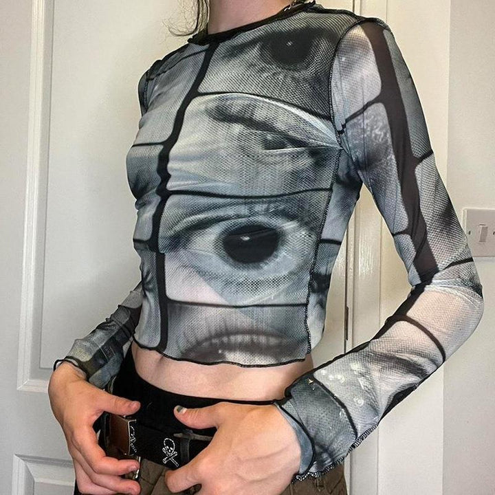 Dame Cropped Cardigan med legende tryk og knapdetaljer Stilla