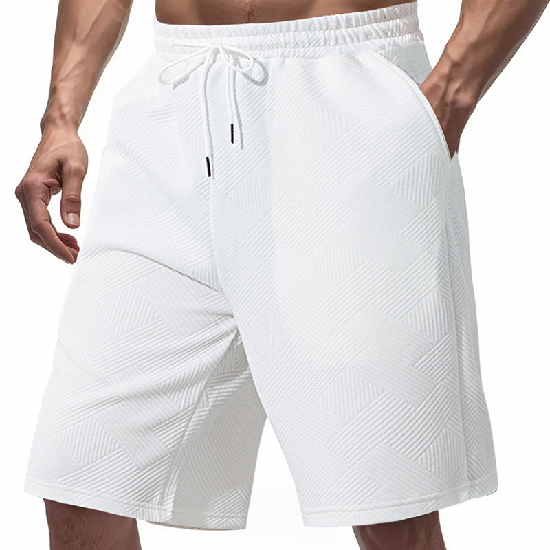 Herrernes knælange tekstur-badeshorts med elastisk snor og sidelommer Skovae