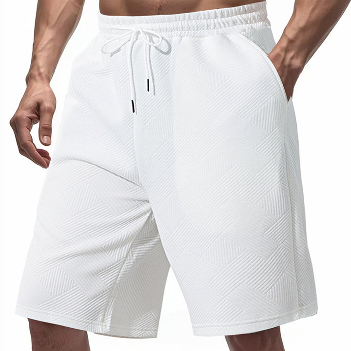 Herrernes knælange tekstur-badeshorts med elastisk snor og sidelommer Skovae