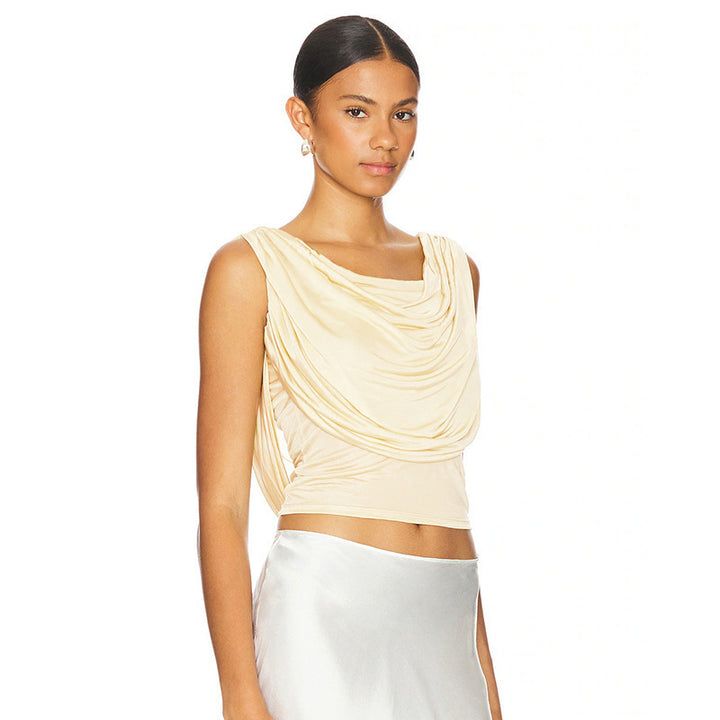 Dame elegant løs top med drapering Skovae