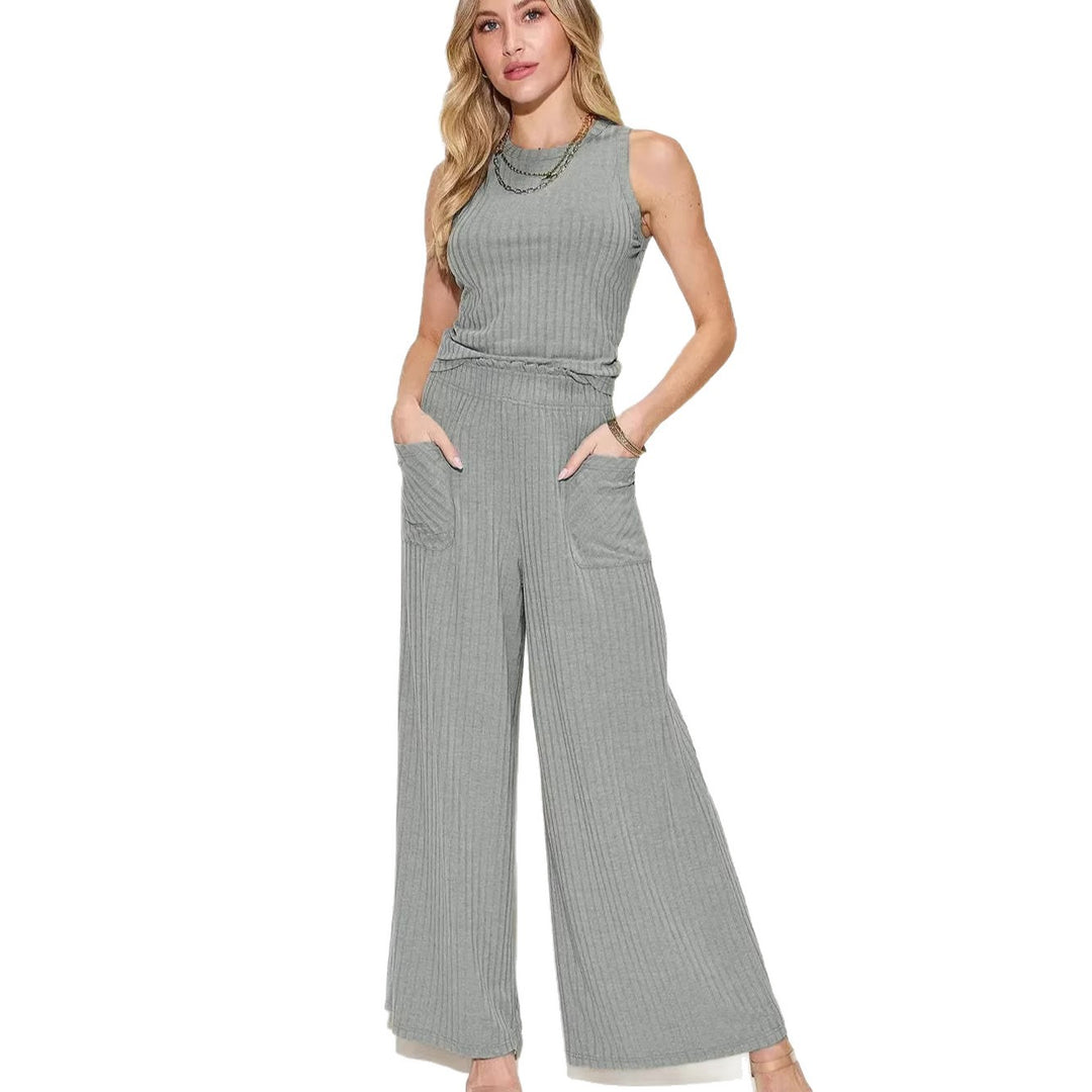 Dame afslappet jumpsuit med bred ben og praktiske lommer Skovae