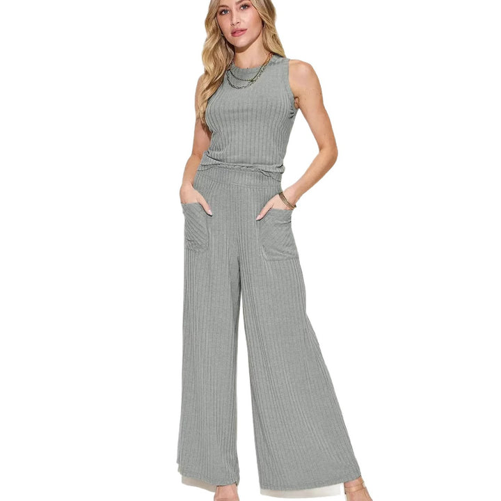 Dame afslappet jumpsuit med bred ben og praktiske lommer Skovae