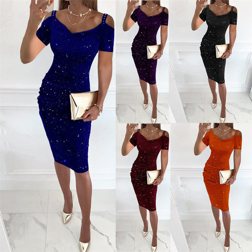 Dame Glamourøst Aftenkjole med raffineret Cut-Out og funkende Strass-sten Stilla