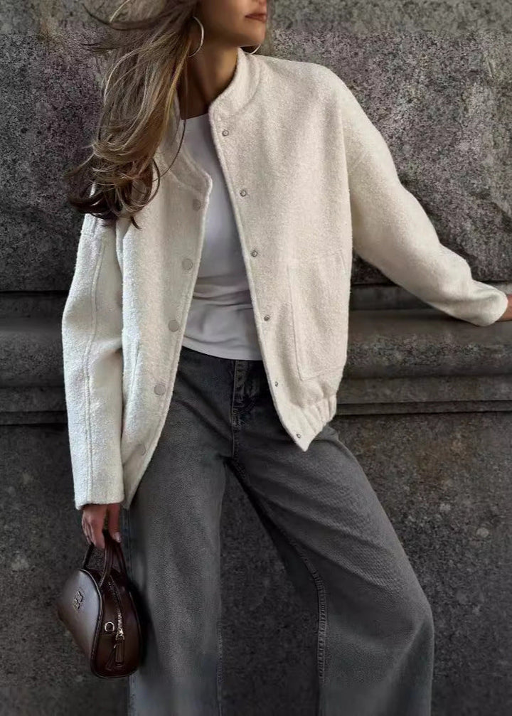 Stilla | Struktureret Fleece Snap-Button Jakke