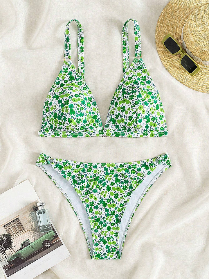 Dame triangelbikini med romantisk blomsterprint Skovae