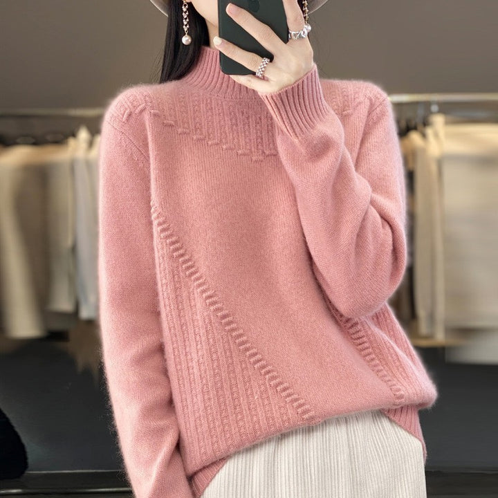 Kvinders strik sweater med struktureret krave og asymmetrisk snit Stilla