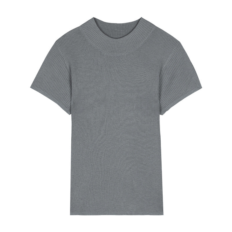 Dame elegant kortærmet top med struktureret ribdesign og moderne rundhalsudskæring Stilla