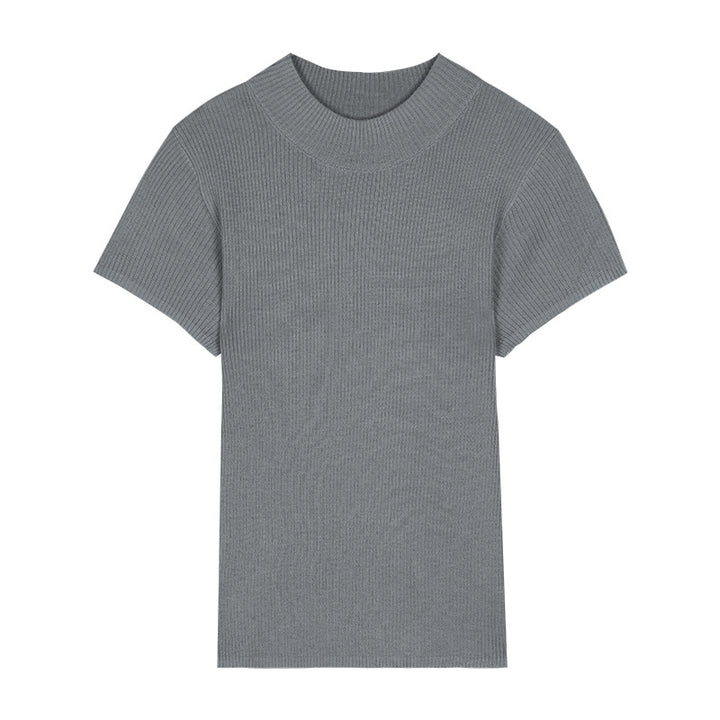 Dame elegant kortærmet top med struktureret ribdesign og moderne rundhalsudskæring Stilla