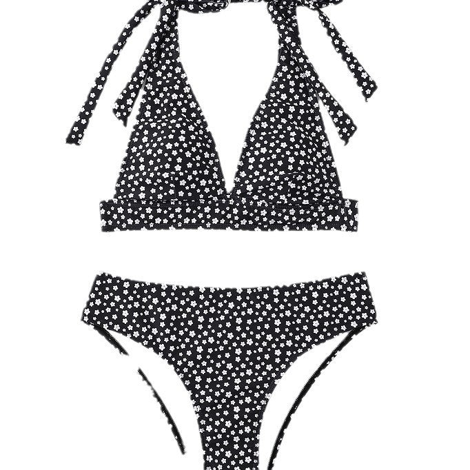 Dame Floral Print Tie-Back Bikini Sæt Stilla