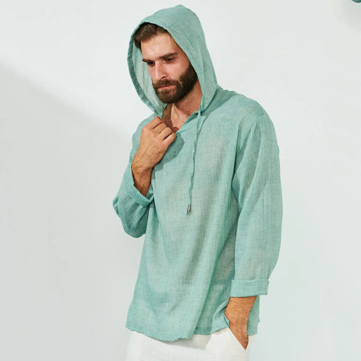 Mand casual linned Hoodie med V-udskæring og kængurulomme Stilla