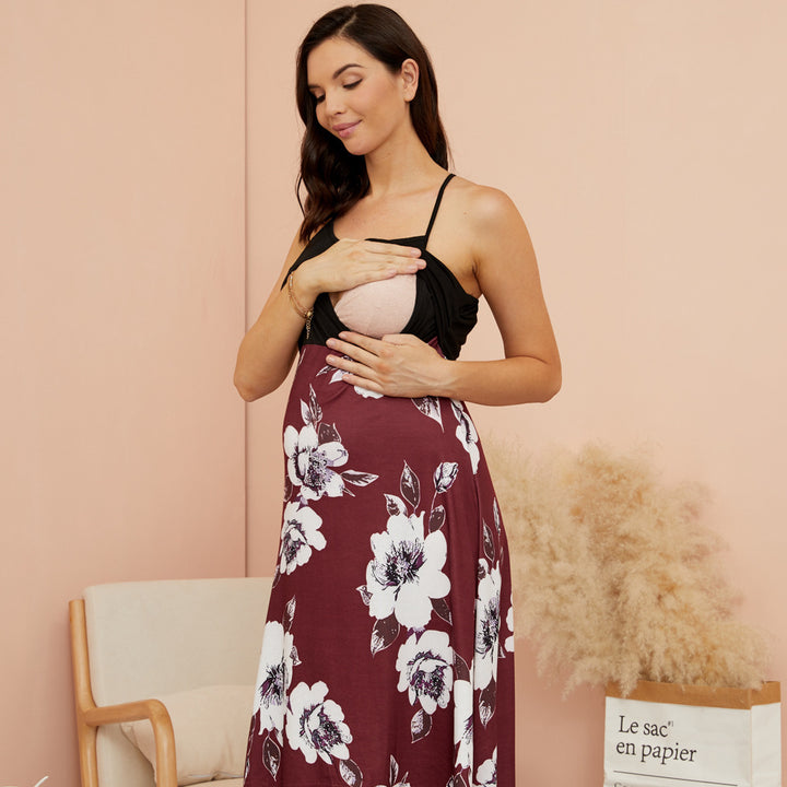 Dame Maxi-kjole med asymmetrisk kant og blomsterprint Stilla