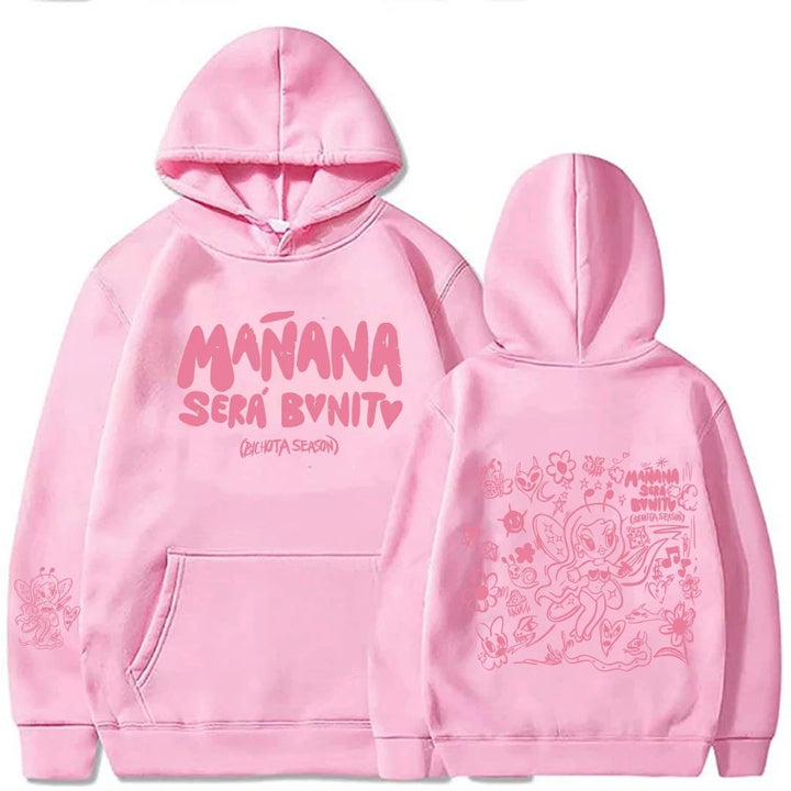 Kvinders hoodie med kreativt print og praktisk kængurulomme Skovae