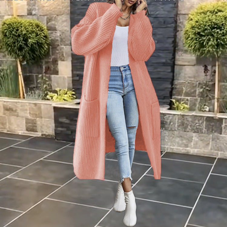 Kvinders chunky strikket cardigan med lommer og åben frontdesign Stilla