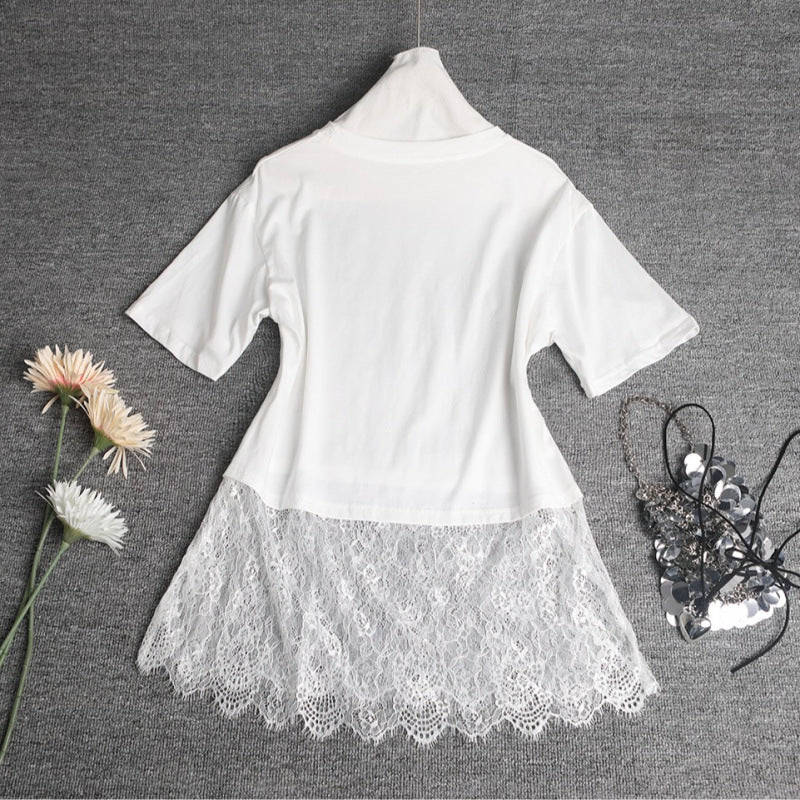 Kvinder Trendy Spids Overlay T-shirt Stilla