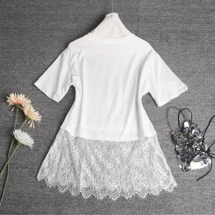 Kvinder Trendy Spids Overlay T-shirt Stilla