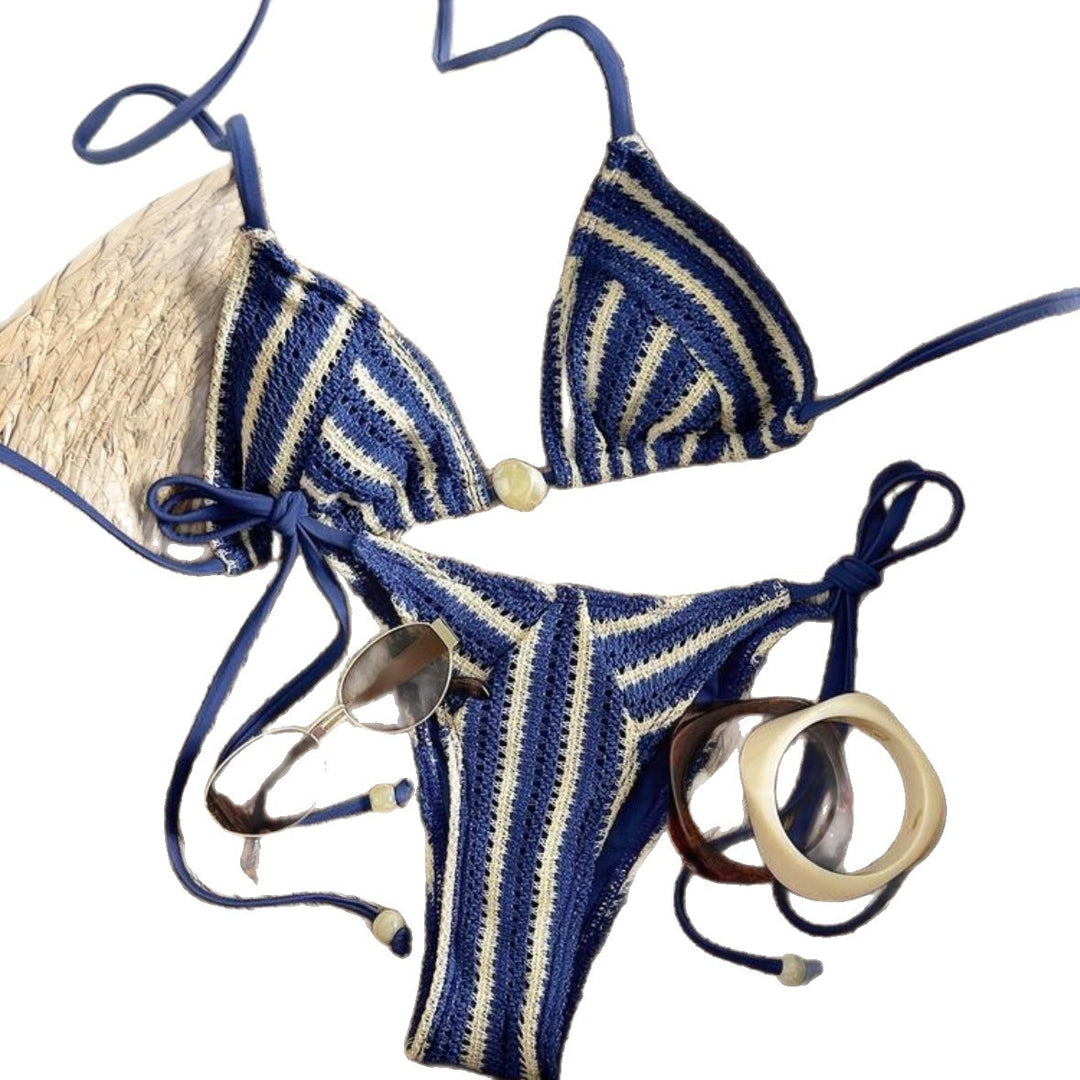 Dame Hæklede Bikini med maritimt stribemønster Skovae