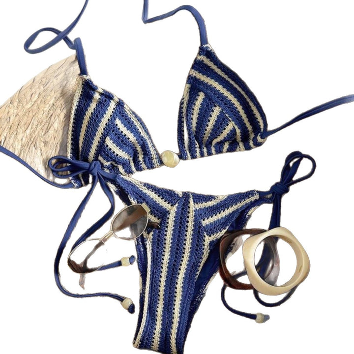 Dame Hæklede Bikini med maritimt stribemønster Skovae