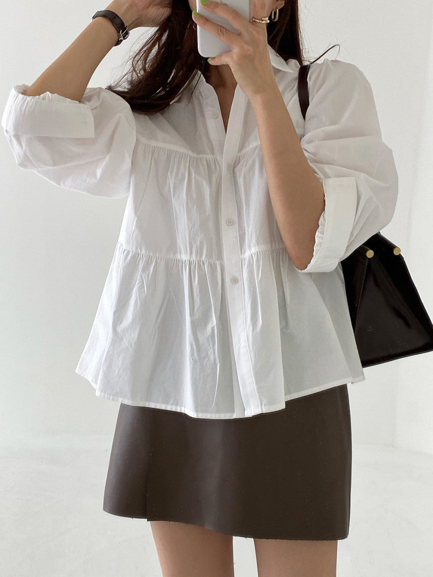 Dame elegant lagdelt knapliste bluse Stilla