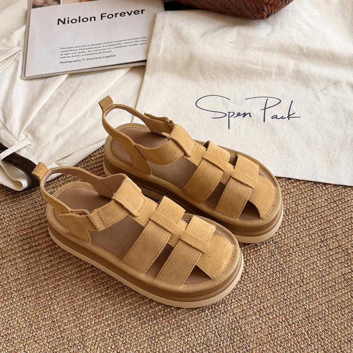 Femme Suede Krydsremme Plateau Sandaler Stilla