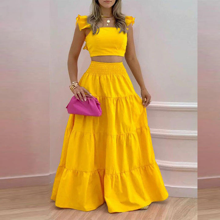 Dame To-delt Sommer-outfit med flæser Stilla