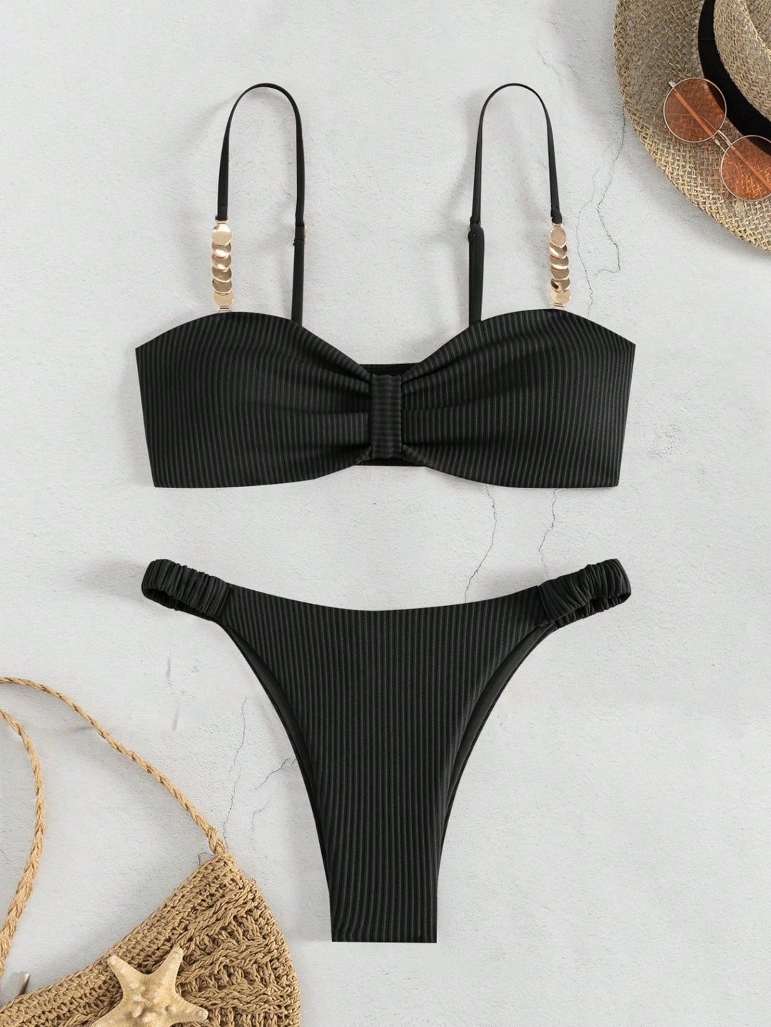 Dame Bustier-Bikini med elegant sløjfe-design og moderigtige accenter Skovae