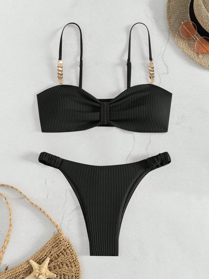 Dame Bustier-Bikini med elegant sløjfe-design og moderigtige accenter Skovae