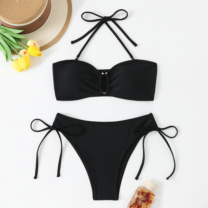 Dame bikini sæt med justerbare stropper og moderne knudetail Skovae