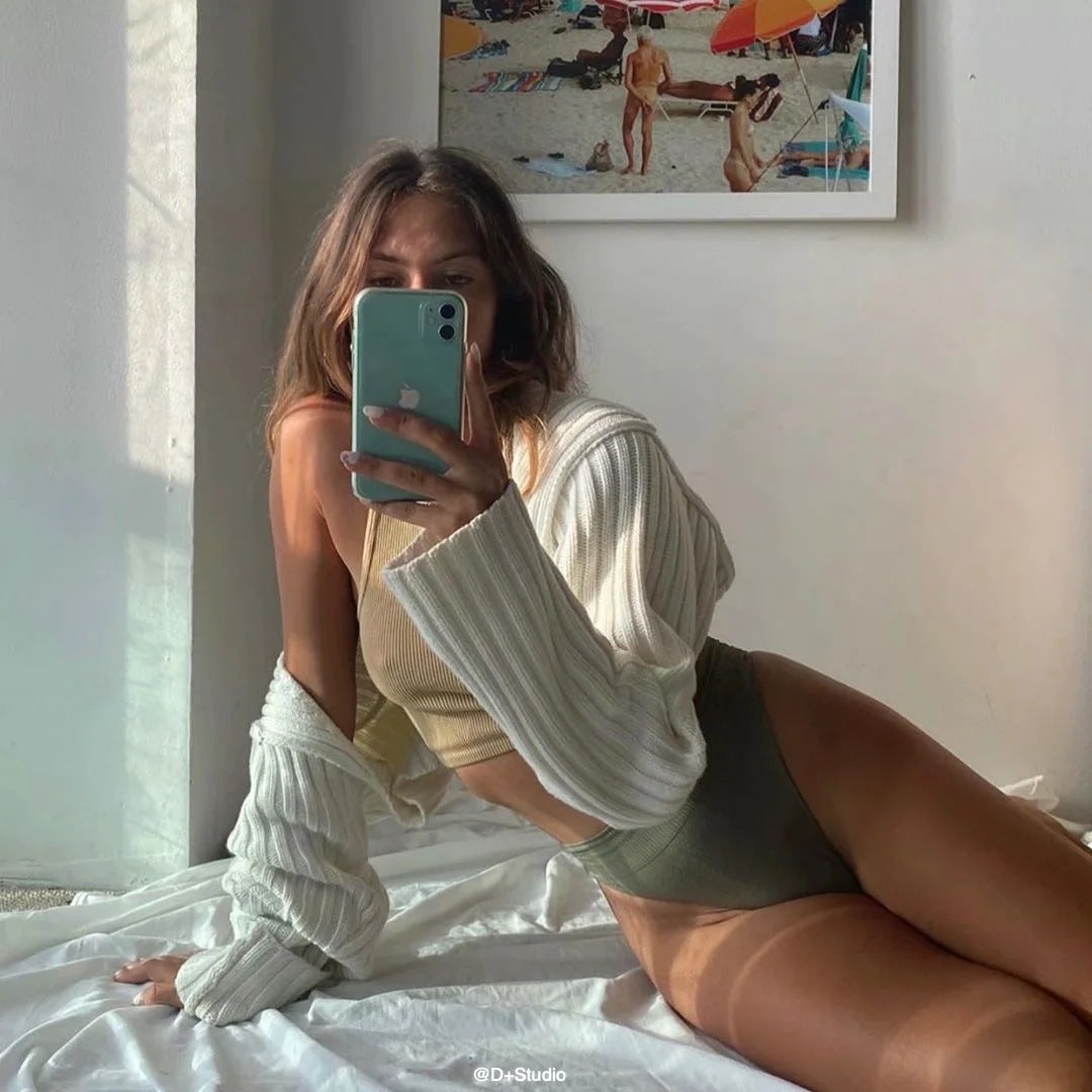 Dame Crop-Top i komfortabel ribstrik Stilla