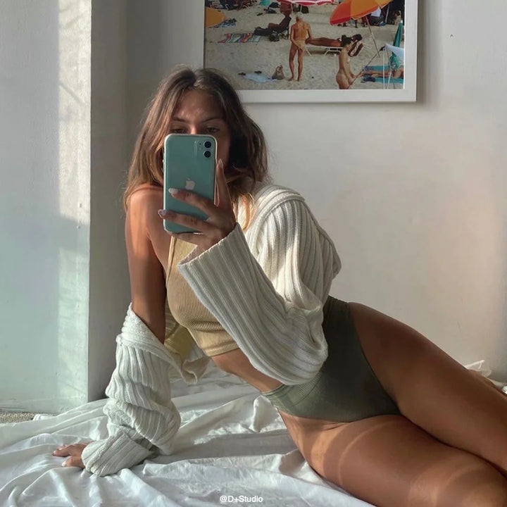 Dame Crop-Top i komfortabel ribstrik Stilla