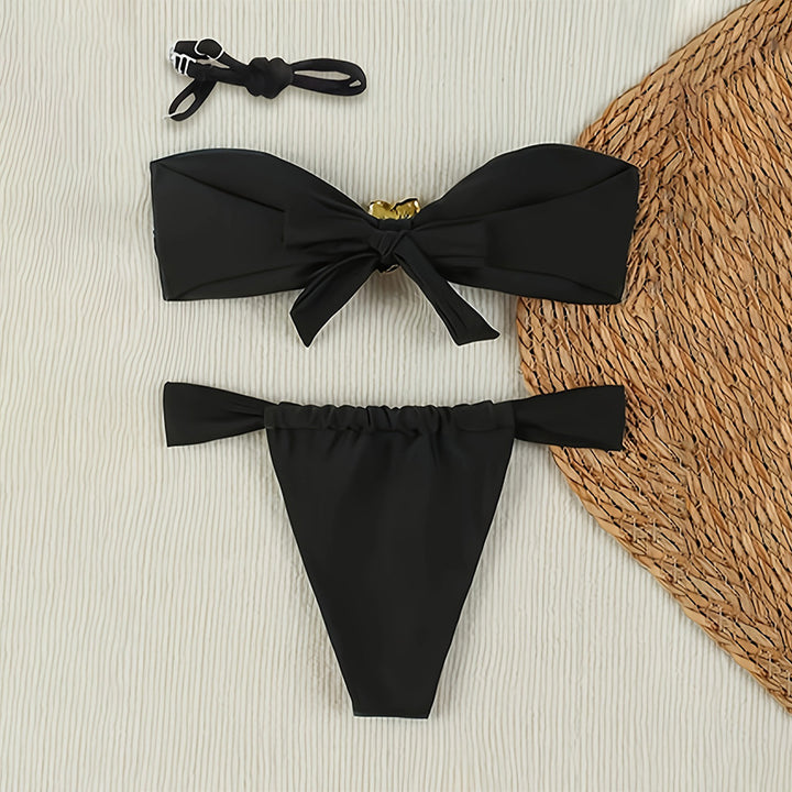 Dame bandeau-bikini med glitrende smykkedetalje Skovae