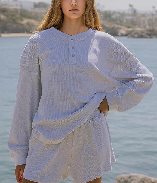Kvinders afslappede langærmede skjorte sweater med knappedetaljer Stilla