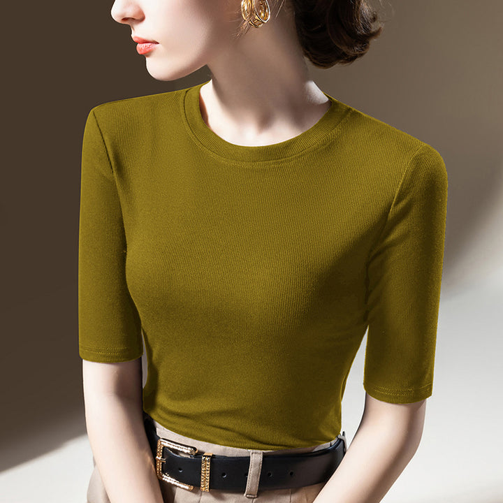 Dame kortærmet skjorte med fin ribstruktur og behagelig pasform Stilla