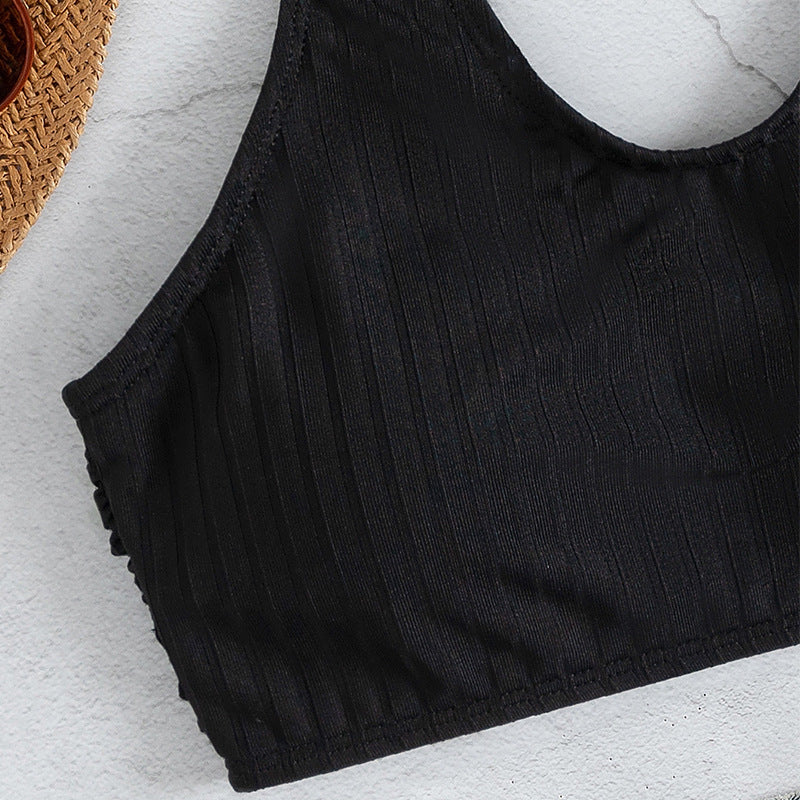 Dame Sporty Crop-Top BH med struktureret ribdesign Stilla