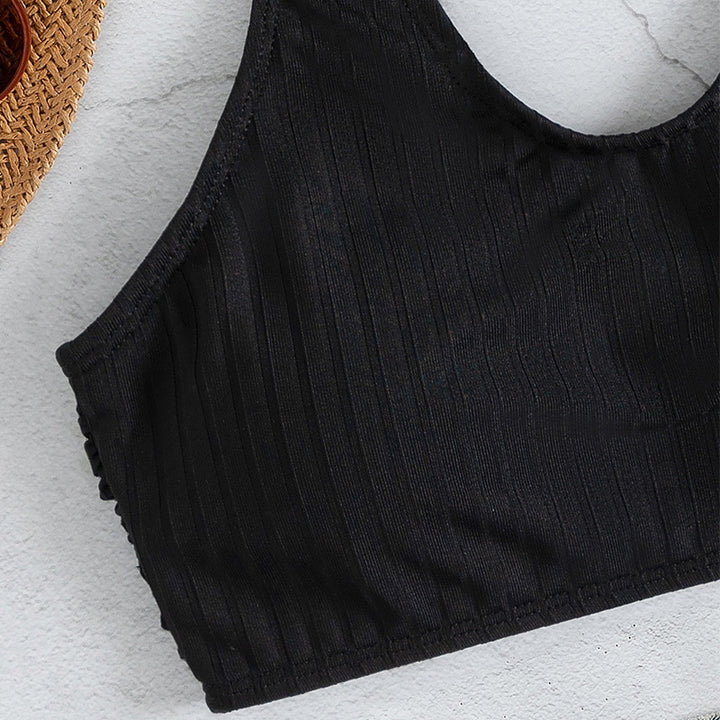 Dame Sporty Crop-Top BH med struktureret ribdesign Stilla